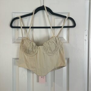 NWT Oh Polly Cream Corset Crop Top
